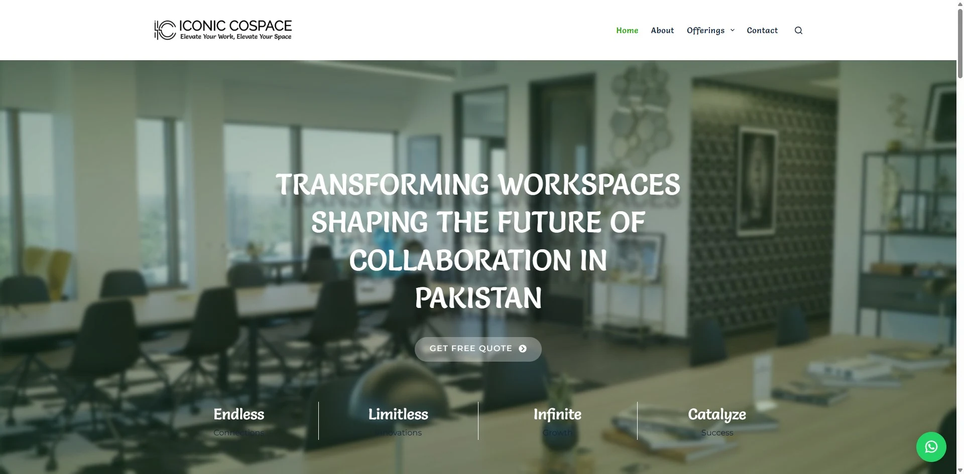 Iconic Cospace website homepage